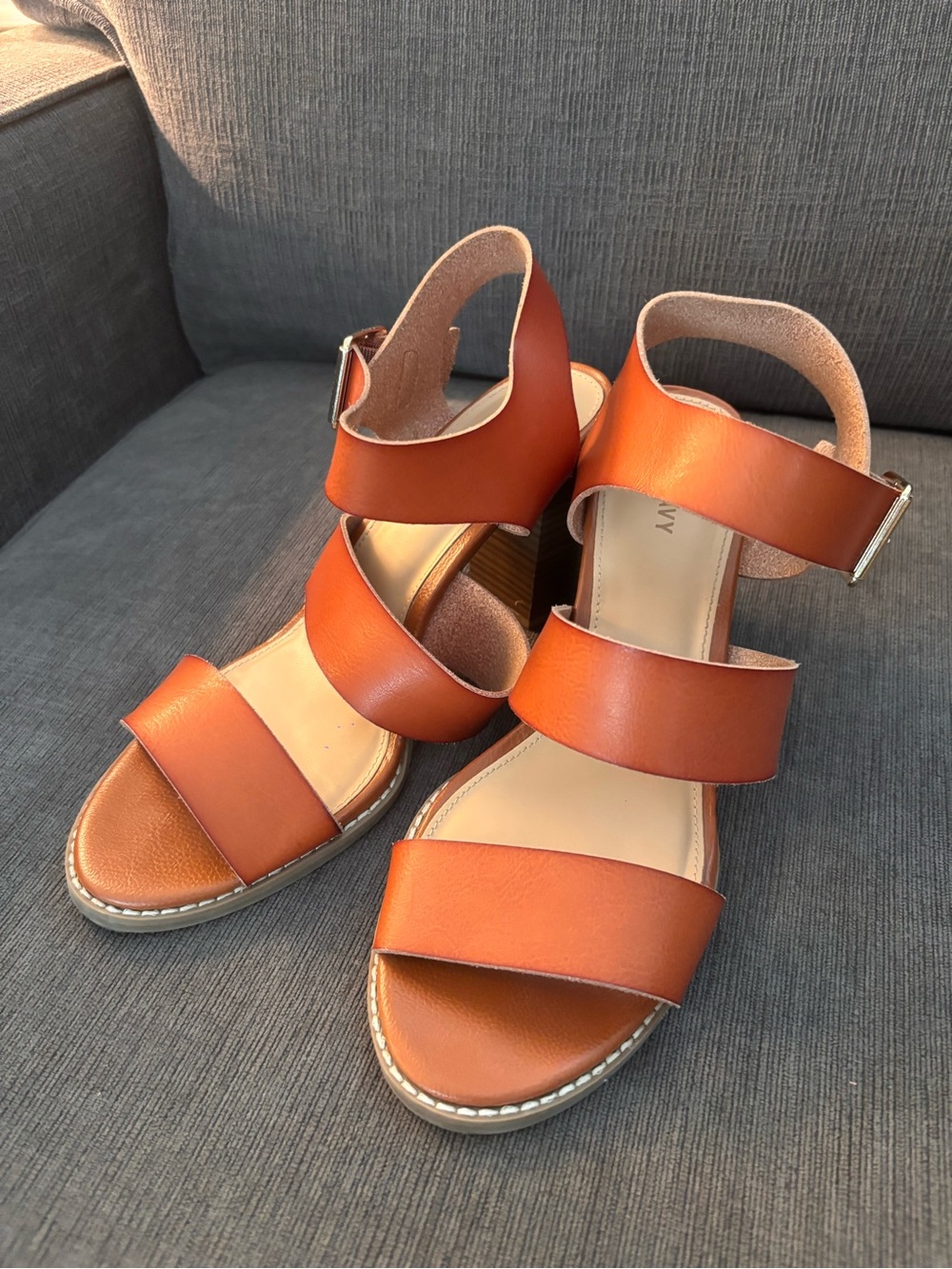 Old Navy Brown Double-Strap Ankle Buckle Sandals